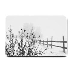 Snow Winter Cold Landscape Fence Small Doormat  by BangZart