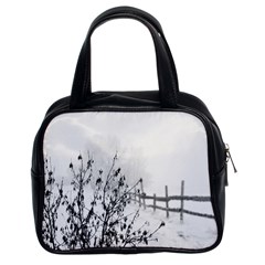 Snow Winter Cold Landscape Fence Classic Handbags (2 Sides) by BangZart