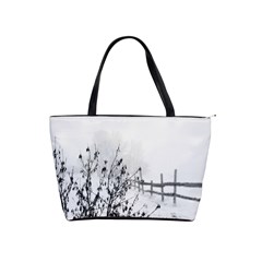 Snow Winter Cold Landscape Fence Shoulder Handbags by BangZart