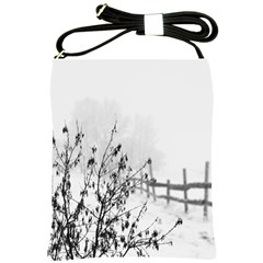 Snow Winter Cold Landscape Fence Shoulder Sling Bags by BangZart