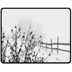 Snow Winter Cold Landscape Fence Fleece Blanket (medium)  by BangZart