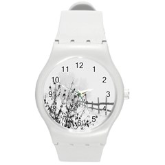 Snow Winter Cold Landscape Fence Round Plastic Sport Watch (m) by BangZart