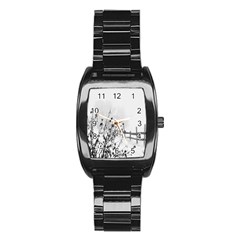 Snow Winter Cold Landscape Fence Stainless Steel Barrel Watch by BangZart