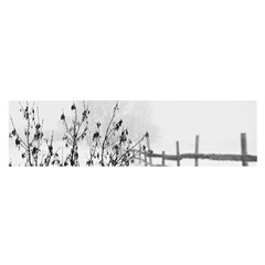 Snow Winter Cold Landscape Fence Satin Scarf (oblong) by BangZart