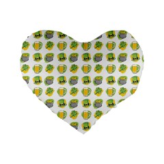 St Patrick S Day Background Symbols Standard 16  Premium Flano Heart Shape Cushions by BangZart