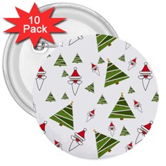 Christmas Santa Claus Decoration 3  Buttons (10 Pack)  by BangZart