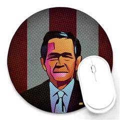 George W Bush Pop Art President Usa Round Mousepads by BangZart