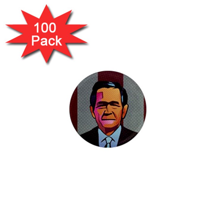 George W Bush Pop Art President Usa 1  Mini Magnets (100 pack) 