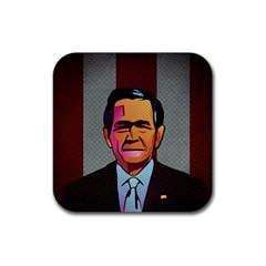 George W Bush Pop Art President Usa Rubber Coaster (square)  by BangZart