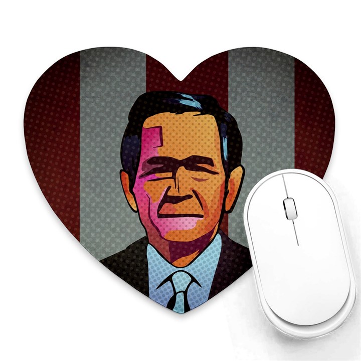 George W Bush Pop Art President Usa Heart Mousepads