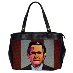 George W Bush Pop Art President Usa Office Handbags (2 Sides)  by BangZart