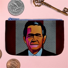 George W Bush Pop Art President Usa Large Coin Purse by BangZart