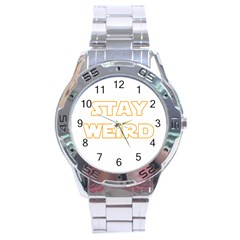 Stay Weird Stainless Steel Analogue Watch by Valentinaart