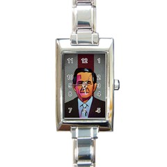 George W Bush Pop Art President Usa Rectangle Italian Charm Watch by BangZart