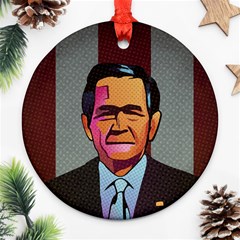 George W Bush Pop Art President Usa Ornament (round) by BangZart