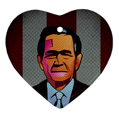 George W Bush Pop Art President Usa Ornament (heart)