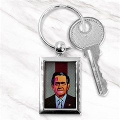 George W Bush Pop Art President Usa Key Chains (rectangle)  by BangZart