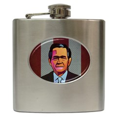 George W Bush Pop Art President Usa Hip Flask (6 Oz) by BangZart