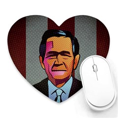 George W Bush Pop Art President Usa Heart Mousepads by BangZart