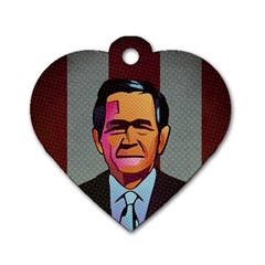 George W Bush Pop Art President Usa Dog Tag Heart (one Side) by BangZart