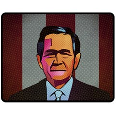 George W Bush Pop Art President Usa Fleece Blanket (medium)  by BangZart