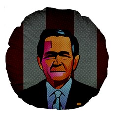 George W Bush Pop Art President Usa Large 18  Premium Round Cushions by BangZart