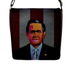 George W Bush Pop Art President Usa Flap Messenger Bag (l)  by BangZart