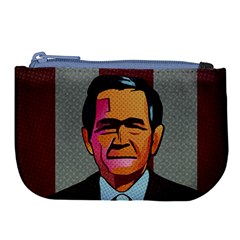 George W Bush Pop Art President Usa Large Coin Purse by BangZart