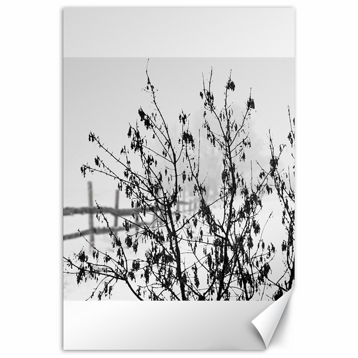 Snow Winter Cold Landscape Fence Canvas 20  x 30  