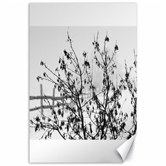 Snow Winter Cold Landscape Fence Canvas 24  X 36  by BangZart