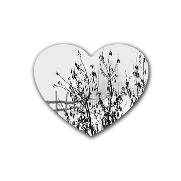 Snow Winter Cold Landscape Fence Heart Coaster (4 pack) 