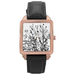 Snow Winter Cold Landscape Fence Rose Gold Leather Watch  by BangZart