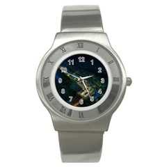 Commercial Street Night View Stainless Steel Watch by BangZart