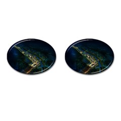 Commercial Street Night View Cufflinks (oval) by BangZart