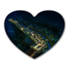 Commercial Street Night View Heart Mousepads by BangZart