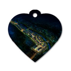 Commercial Street Night View Dog Tag Heart (one Side) by BangZart