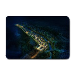 Commercial Street Night View Small Doormat  by BangZart