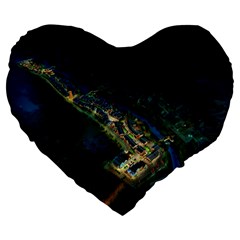 Commercial Street Night View Large 19  Premium Heart Shape Cushions by BangZart