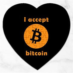 I Accept Bitcoin Jigsaw Puzzle (heart) by Valentinaart