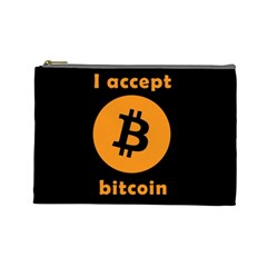 I Accept Bitcoin Cosmetic Bag (large)  by Valentinaart