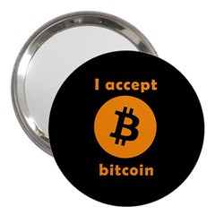 I Accept Bitcoin 3  Handbag Mirrors by Valentinaart