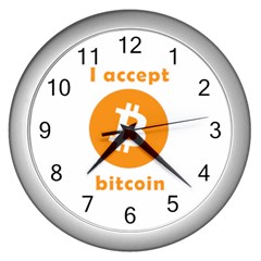 I Accept Bitcoin Wall Clocks (silver)  by Valentinaart