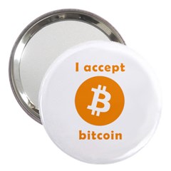 I Accept Bitcoin 3  Handbag Mirrors by Valentinaart