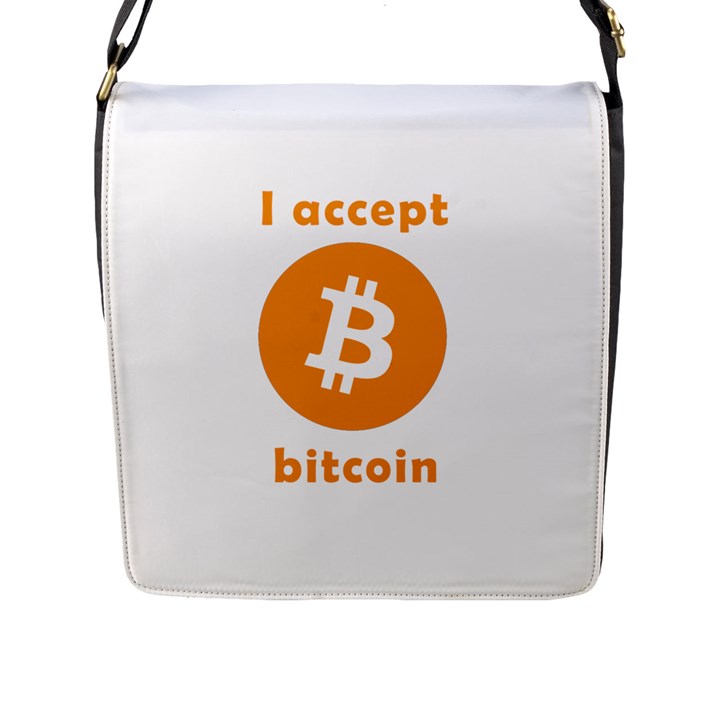 I accept bitcoin Flap Messenger Bag (L) 