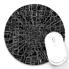 Black Abstract Structure Pattern Round Mousepads by BangZart