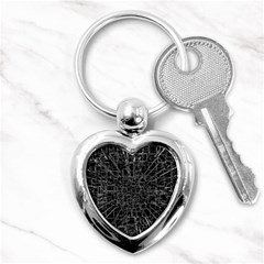 Black Abstract Structure Pattern Key Chains (heart)  by BangZart