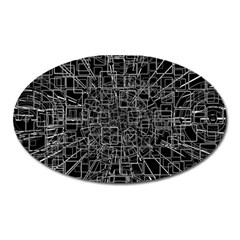 Black Abstract Structure Pattern Oval Magnet by BangZart