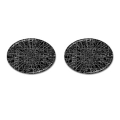 Black Abstract Structure Pattern Cufflinks (oval) by BangZart