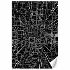 Black Abstract Structure Pattern Canvas 12  X 18   by BangZart