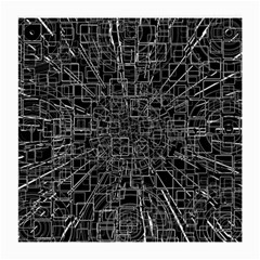 Black Abstract Structure Pattern Medium Glasses Cloth (2-side) by BangZart